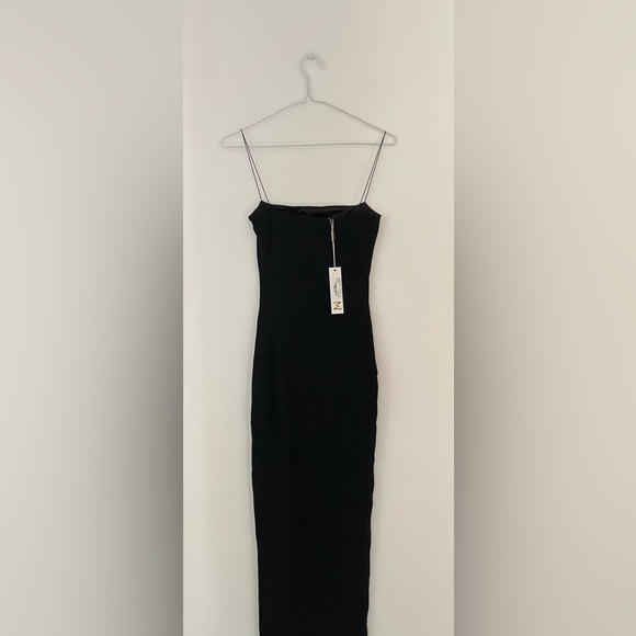 new meshki Jalia Thin Strap Ribbed
Dress Black Midi Dress - Picture 4 of 7